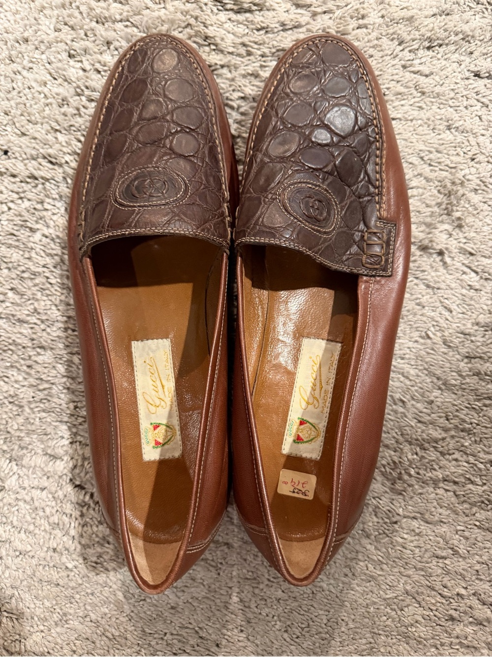 Vintage Gucci Men’s Alligator Top Horsebit Loafers 110 1227 Style